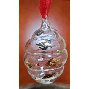 Holmegaard Golden Christmas Annual Crystal Collection Spiral Ornament New 2002